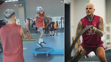 Galatasaray'da takımla çalışan Mauro Icardi'den gövde gösterisi- Trabzonspor