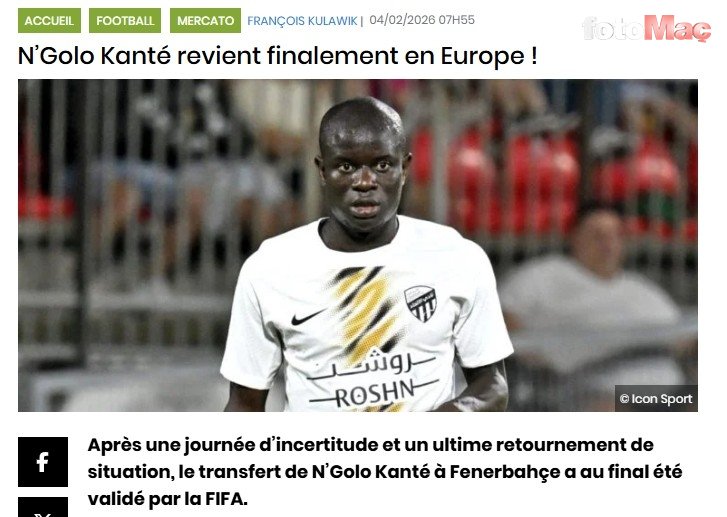 Dış basında gündem Kante! Fenerbahçe'ye transferini böyle duyurdular- Trabzonspor