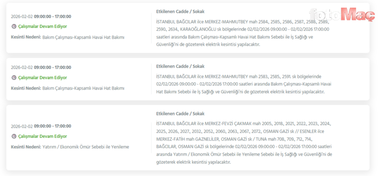 İstanbul’da elektrik kesintisi alarmı! 2 Şubat’ta 21 ilçede 9 saat elektrik yok- Trabzonspor